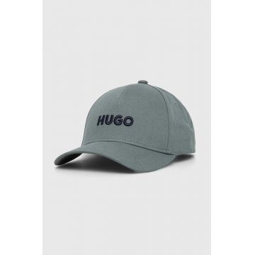 HUGO șapcă de baseball din bumbac culoarea verde, cu imprimeu 50496033