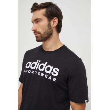 adidas tricou din bumbac bărbați, culoarea negru, cu imprimeu IW8833