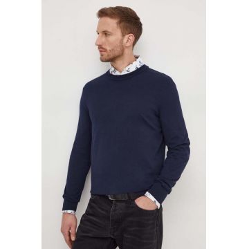 BOSS pulover de bumbac culoarea bleumarin, light 50506024