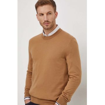 BOSS pulover de bumbac culoarea bej, light 50506024