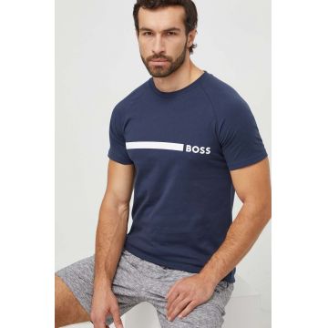 BOSS tricou din bumbac bărbați, culoarea bleumarin, cu imprimeu 50517970
