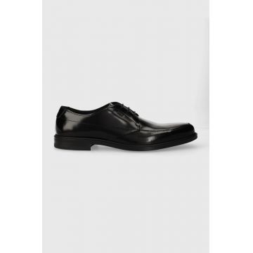 HUGO pantofi de piele Kerr barbati, culoarea negru, 50512716