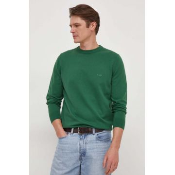 BOSS pulover de bumbac culoarea verde, light 50506023