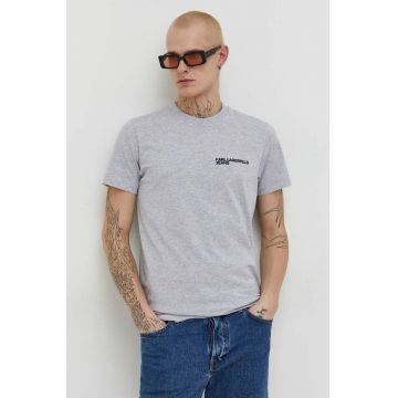 Karl Lagerfeld Jeans tricou din bumbac barbati, culoarea gri, cu imprimeu