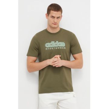 adidas tricou din bumbac bărbați, culoarea verde, cu imprimeu IM8314