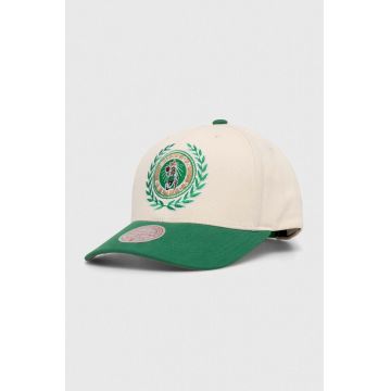 Mitchell&Ness șapcă de baseball din bumbac Boston Celtics culoarea alb, cu imprimeu