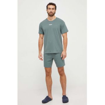 HUGO pantaloni scurți de pijama culoarea verde, uni 50493087