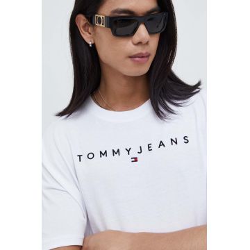 Tommy Jeans tricou din bumbac bărbați, culoarea alb, cu imprimeu DM0DM17993