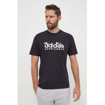 adidas tricou din bumbac bărbați, culoarea negru, cu imprimeu IS2863