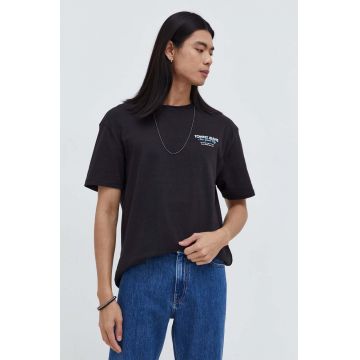 Tommy Jeans tricou din bumbac bărbați, culoarea negru, cu imprimeu DM0DM18286