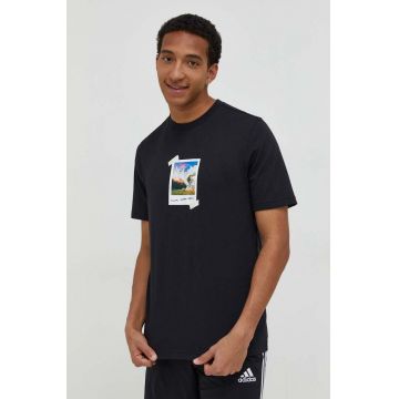 adidas tricou din bumbac bărbați, culoarea negru, cu imprimeu IN6439