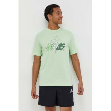 adidas tricou din bumbac bărbați, culoarea verde, cu imprimeu IN6243