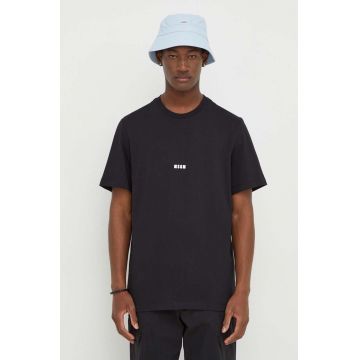MSGM tricou din bumbac bărbați, culoarea negru, uni 2000MM500.200002