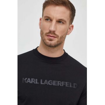 Karl Lagerfeld longsleeve din bumbac culoarea negru, cu imprimeu