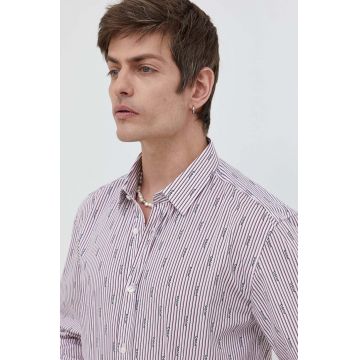 HUGO cămașă din bumbac bărbați, culoarea roz, cu guler clasic, regular 50508305