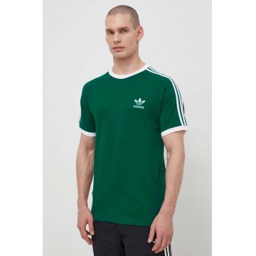 adidas Originals tricou din bumbac 3-Stripes Tee bărbați, culoarea verde, cu imprimeu, IM9387
