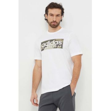 adidas tricou din bumbac bărbați, culoarea alb, cu imprimeu IN6473