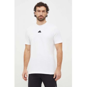 adidas tricou din bumbac bărbați, culoarea alb, cu imprimeu IS2854