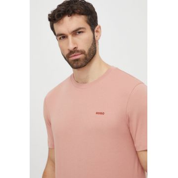 HUGO tricou din bumbac culoarea roz, uni 50466158