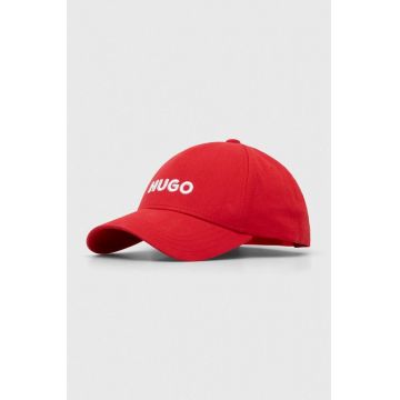 HUGO șapcă de baseball din bumbac culoarea roz, cu imprimeu 50496033