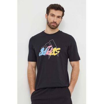 adidas tricou din bumbac bărbați, culoarea negru, cu imprimeu IS2864