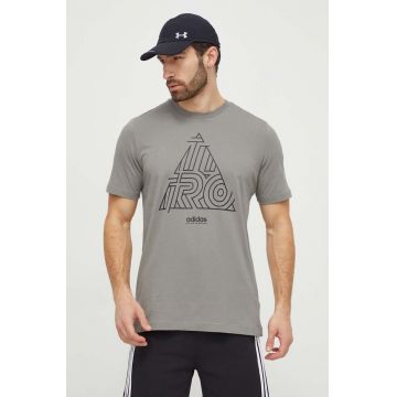 adidas tricou din bumbac TIRO bărbați, culoarea bej, cu imprimeu IN6267