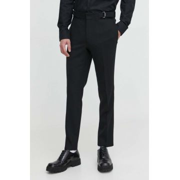 HUGO pantaloni din lână culoarea negru, cu fason chinos 50514141