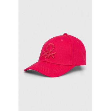 United Colors of Benetton șapcă de baseball din bumbac culoarea roz, cu imprimeu