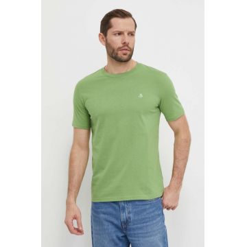 Marc O'Polo tricou din bumbac barbati, culoarea verde, neted