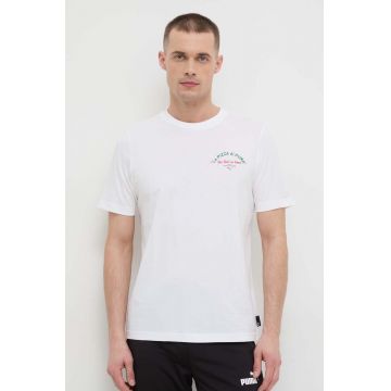 Puma tricou din bumbac bărbați, culoarea alb, cu imprimeu 625415