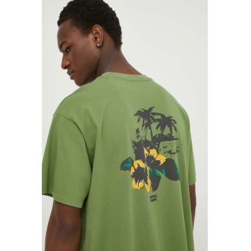 Levi's tricou din bumbac barbati, culoarea verde, cu imprimeu