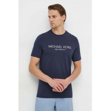 Michael Kors tricou din bumbac barbati, culoarea albastru marin, cu imprimeu
