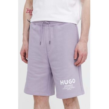 HUGO Blue pantaloni scurți din bumbac culoarea violet 50510728