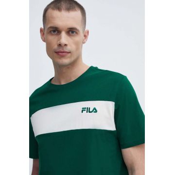 Fila tricou din bumbac Lankaran barbati, culoarea verde, cu imprimeu, FAM0680