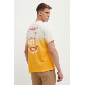 Napapijri tricou din bumbac S-Howard barbati, culoarea galben, modelator, NP0A4HQCY1J1
