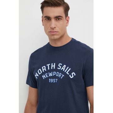 North Sails tricou din bumbac barbati, culoarea albastru marin, cu imprimeu, 692988