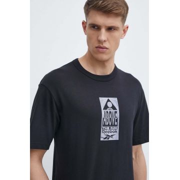 Reebok Classic tricou din bumbac Basketball barbati, culoarea negru, cu imprimeu, 100075504