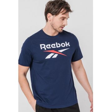 Tricou din bumbac cu logo pentru fitness