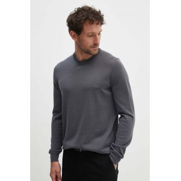 BOSS pulover de lana barbati, culoarea gri