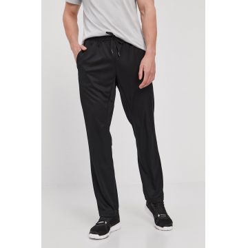 Reebok Pantaloni FP9120 bărbați, culoarea negru, material neted