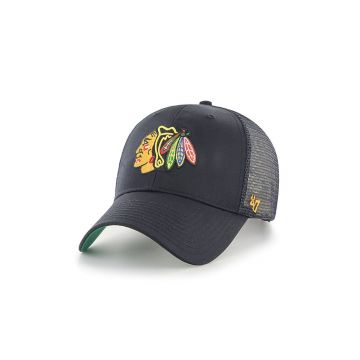 47brand șapcă NHL Chicago Blackhawks culoarea negru, cu imprimeu H-BRANS04CTP-BK