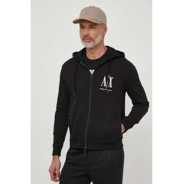 Armani Exchange Hanorac de bumbac bărbați, culoarea negru, material neted