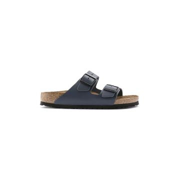 Birkenstock papuci de piele Arizona barbati, culoarea albastru marin