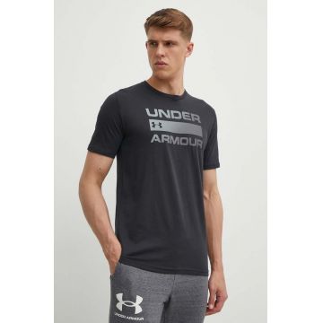 Under Armour tricou barbati, culoarea negru, cu imprimeu