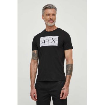 Armani Exchange tricou din bumbac culoarea negru, cu imprimeu 8NZTCK Z8H4Z