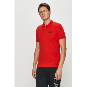 EA7 Emporio Armani Tricou Polo bărbați, culoarea rosu, material neted