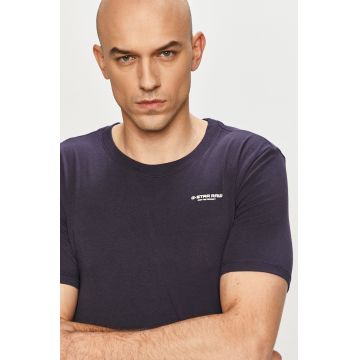 G-Star Raw tricou barbati, culoarea albastru marin, neted