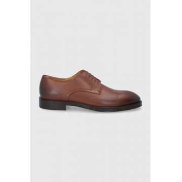 Boss pantofi de piele Honord bărbați, culoarea maro 50463566