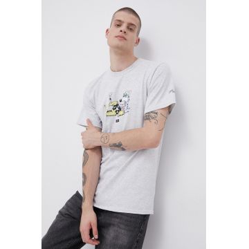 HUF Tricou din bumbac culoarea gri, cu imprimeu