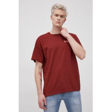 Levi's Tricou din bumbac culoarea bordo, material neted